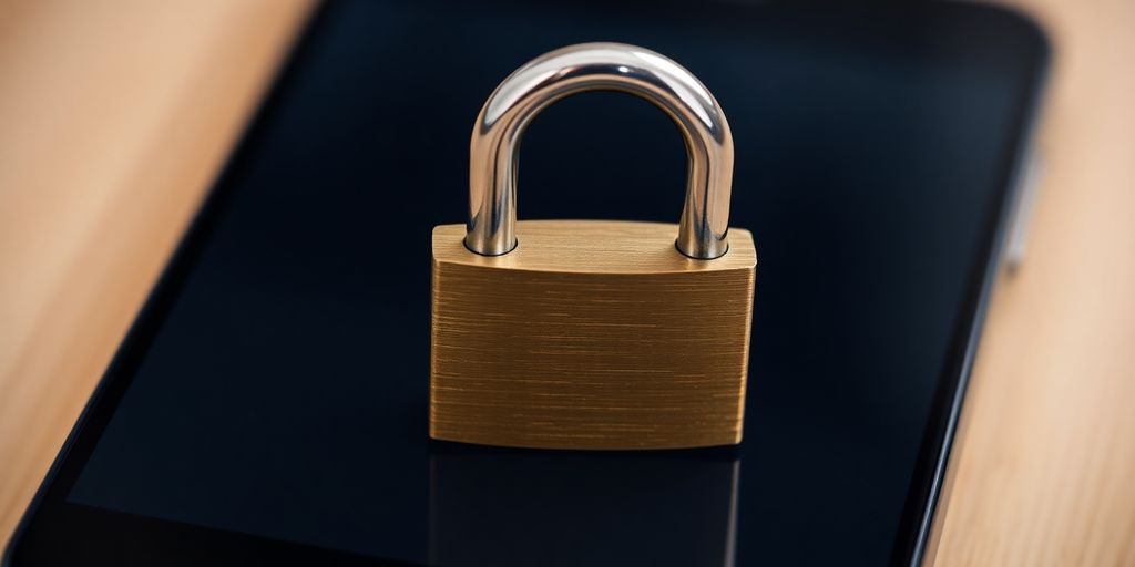 Locked padlock on smartphone screen for identity security.