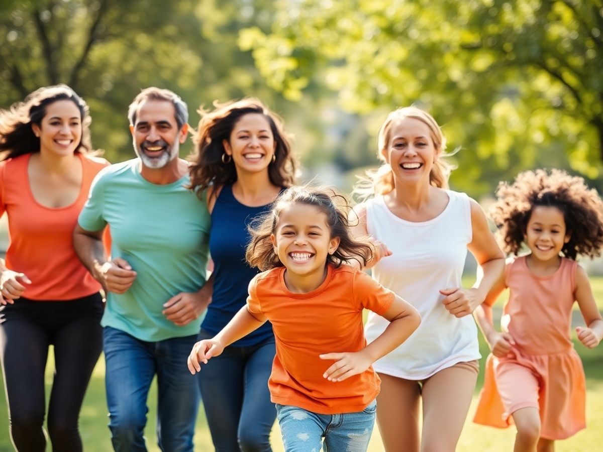 Familie activă, fericită, în natură