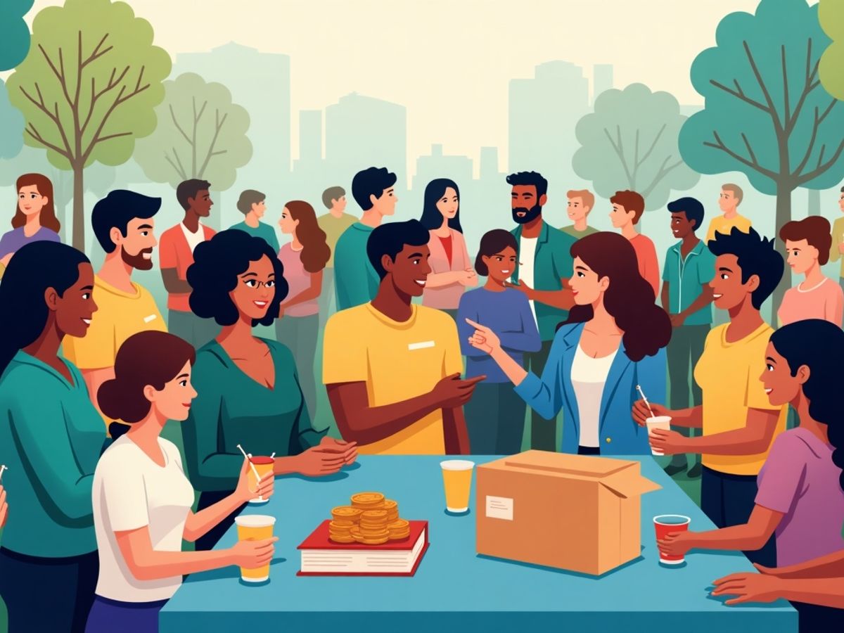 Cetățeni angajați în activități economice și sociale diverse.