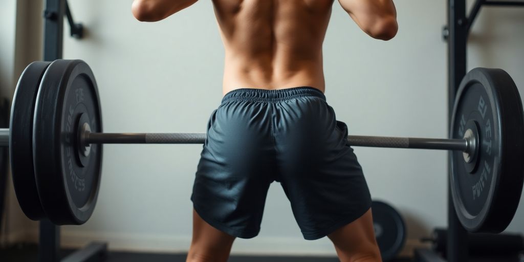 Young athlete performing a hip hinge exercise with a barbell.
