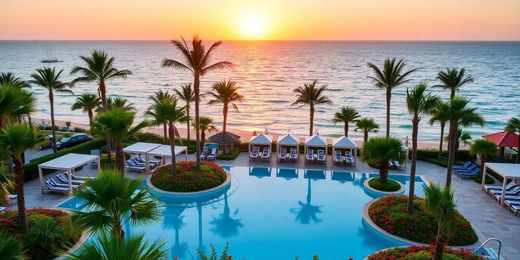 Luxurious pool area at Hilton Cabo with ocean view.