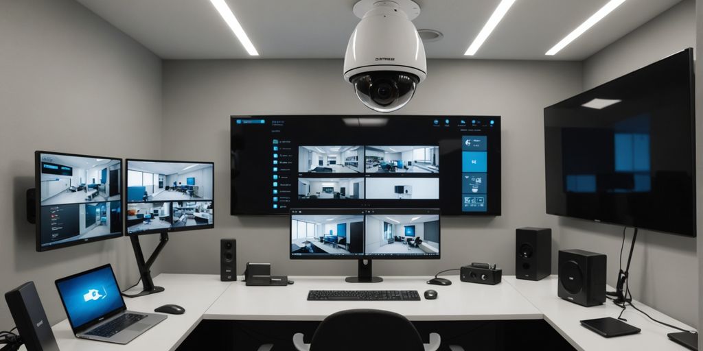 Modern IP camera in a high-tech room