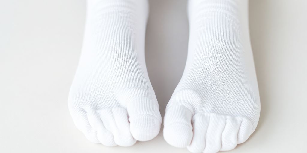 Photograph of men's white diabetic socks on a surface.