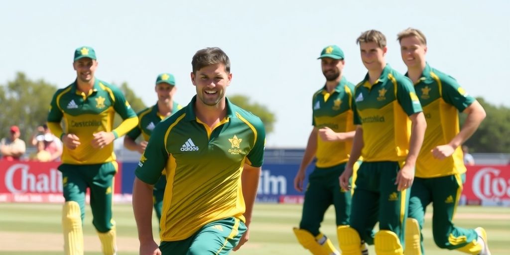 Australian cricketers playing passionately on the field.