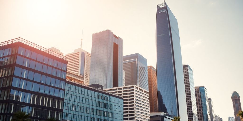Australian skyline with a modern business building.