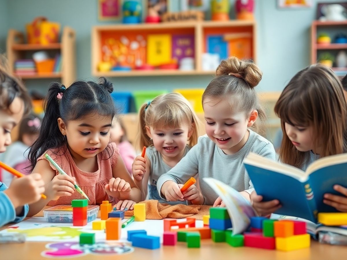 Copii participând la activități educative diverse.