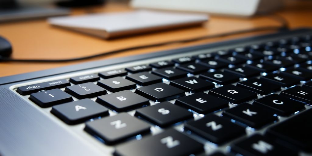Close-up of a keyboard with highlighted keys.