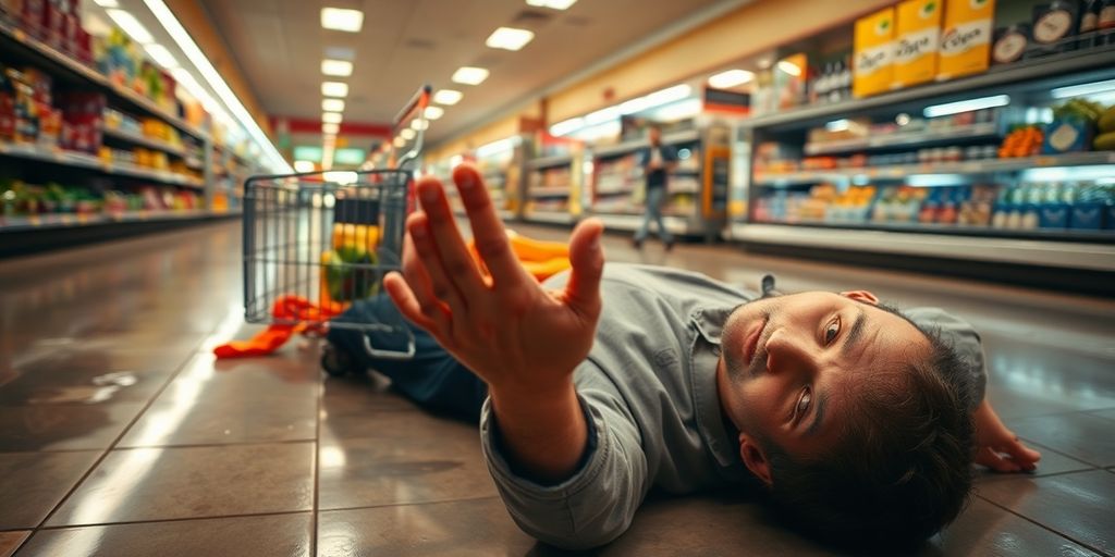 What to Do If You Slip and Fall in a Savannah Grocery Store 2 Person fallen in grocery store aisle.
