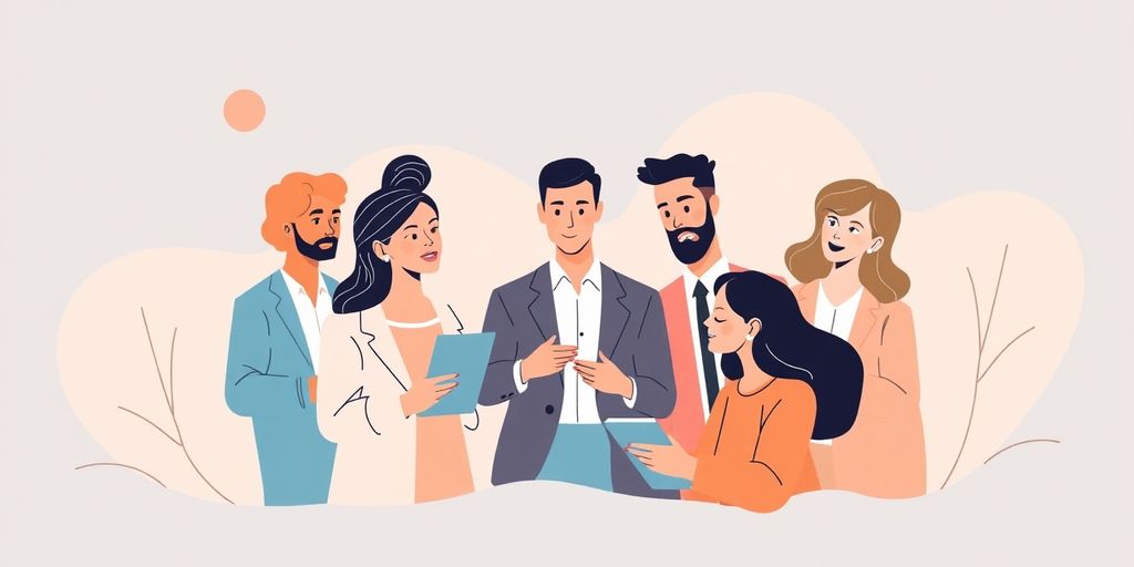 Moderne illustrasjon av entreprenører som samarbeider.