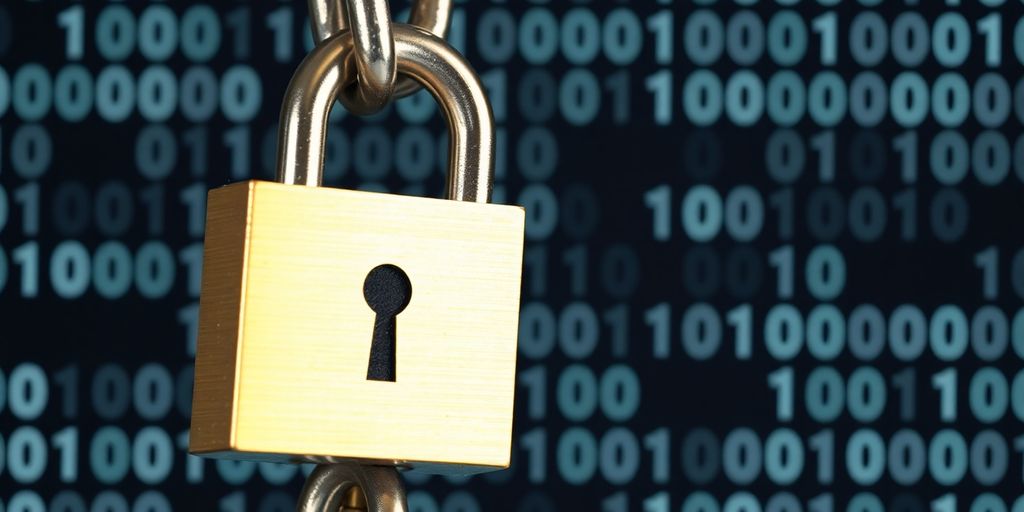 What is the Purpose of Blockchain Technology: A Comprehensive Guide 3 Close-up of a digital lock and chain, representing security.