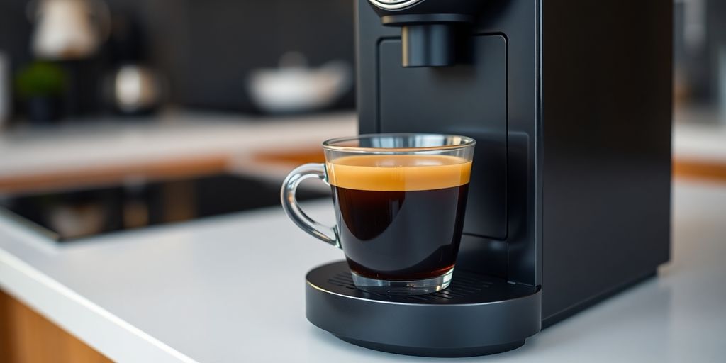 Nespresso Diavolitto machine with espresso and coffee pods.