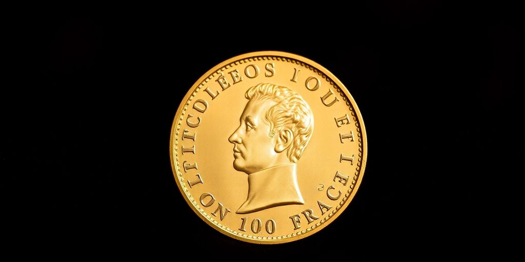 Pièce de 100 francs en or avec Napoléon.