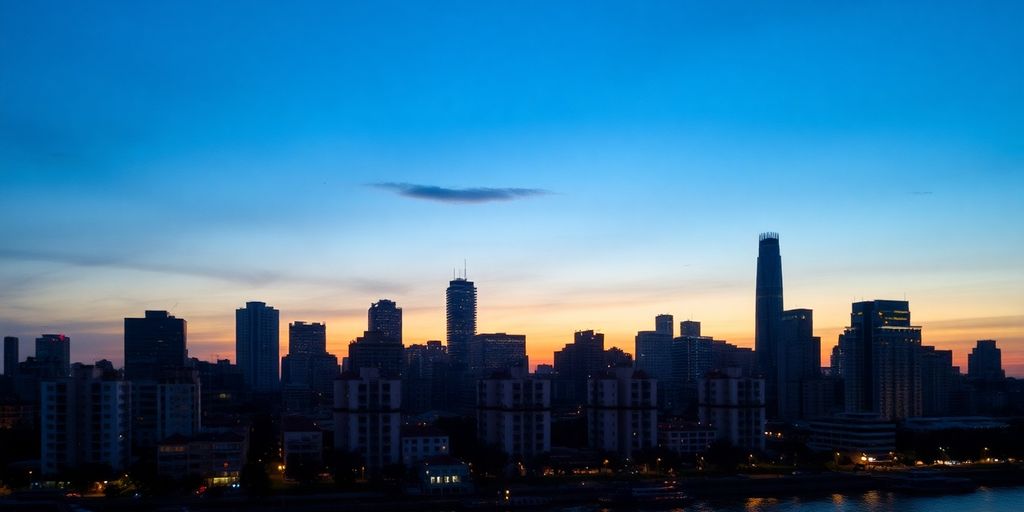 Modern Bangkok skyline, residential buildings, evening light.