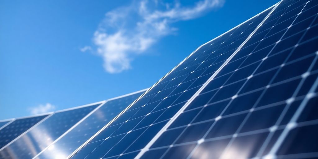 Sunlight on a solar panel array