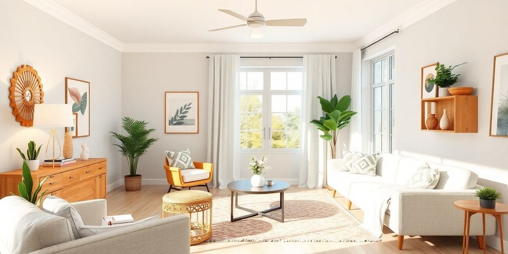Modern living room with stylish decor and fresh furnishings.