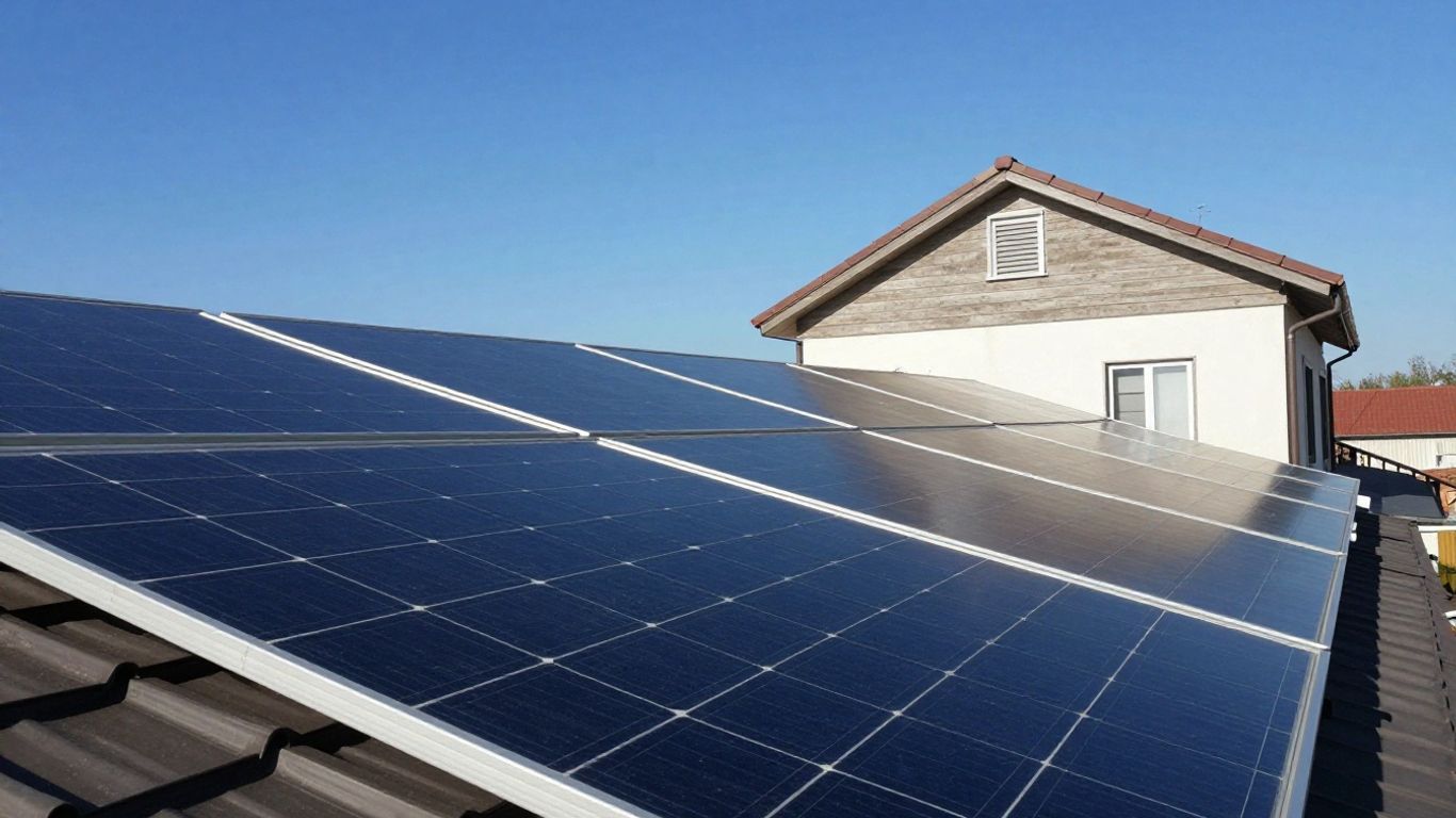 日当たりの良い屋根に設置された太陽光パネル。