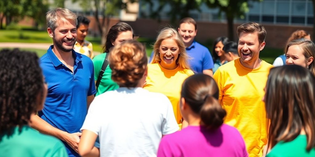 Team building activity with coworkers engaged in outdoor games.