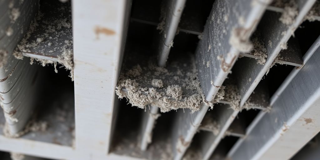 Gaines de ventilation sales et poussiéreuses