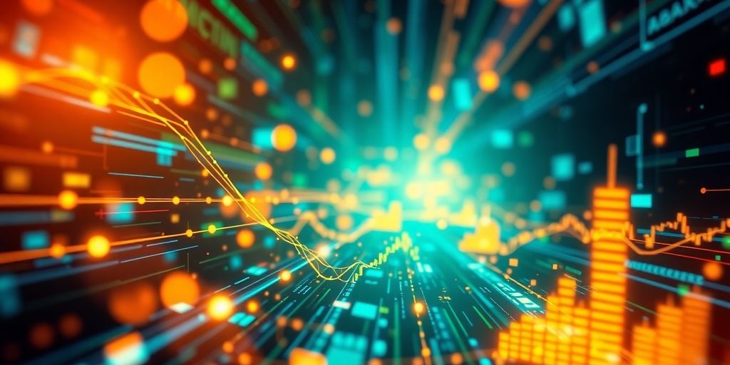 Financial data flowing through digital channels.
