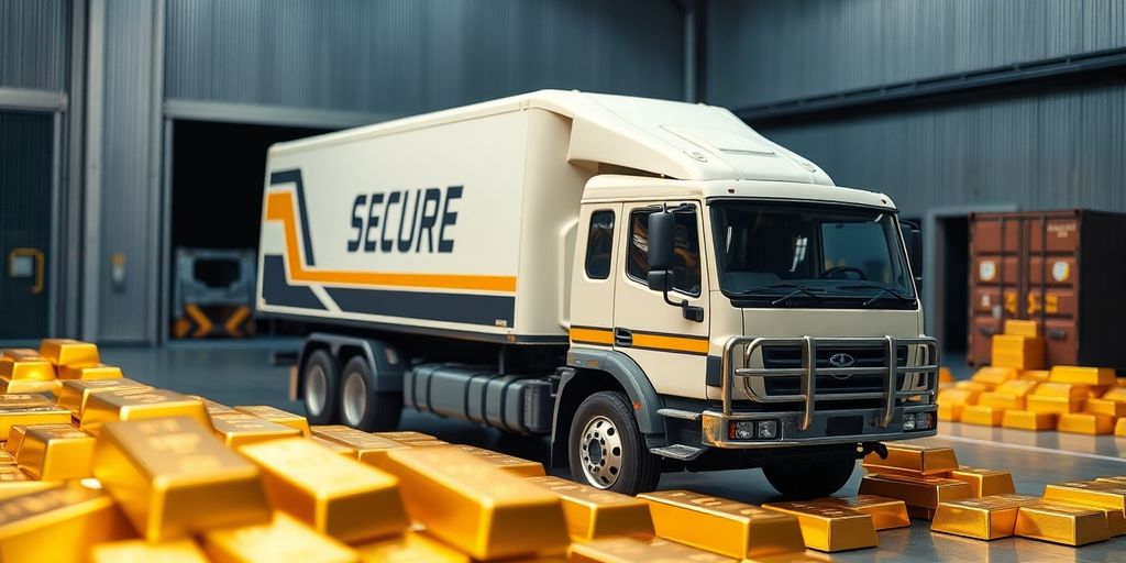 Véhicule de transport sécurisé avec des barres d'or.