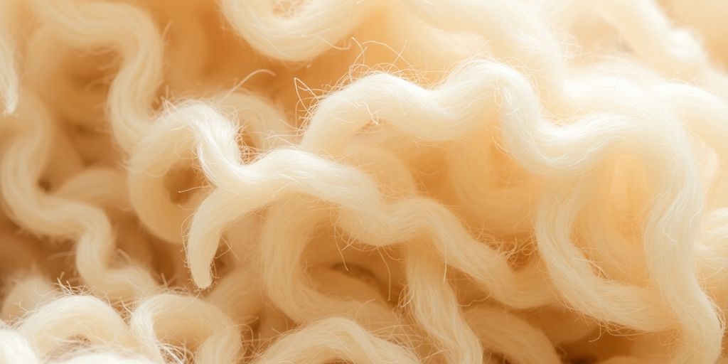 Close-up of crimped wool fibers