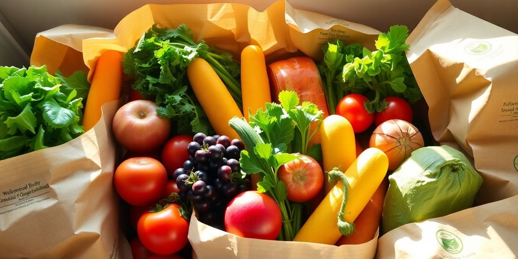 Fresh produce in sustainable packaging.