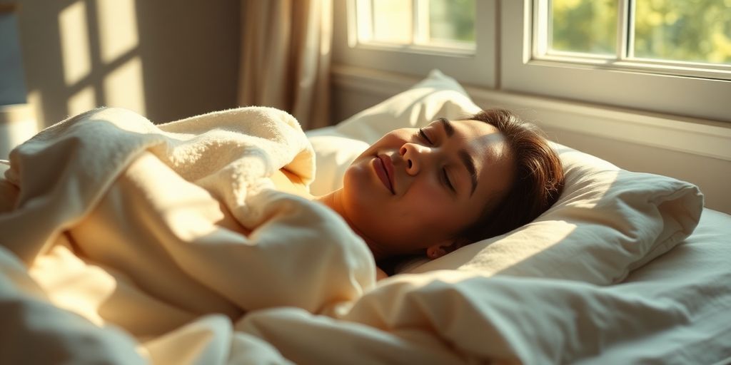 Person sleeping peacefully after exercising outdoors