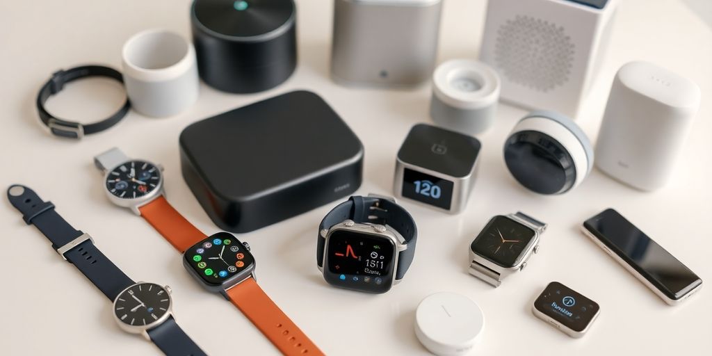 Sleek gadgets and smart home devices.