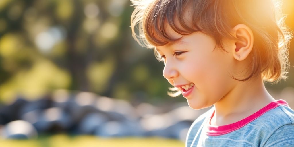 Happy child playing outdoors in Australia.