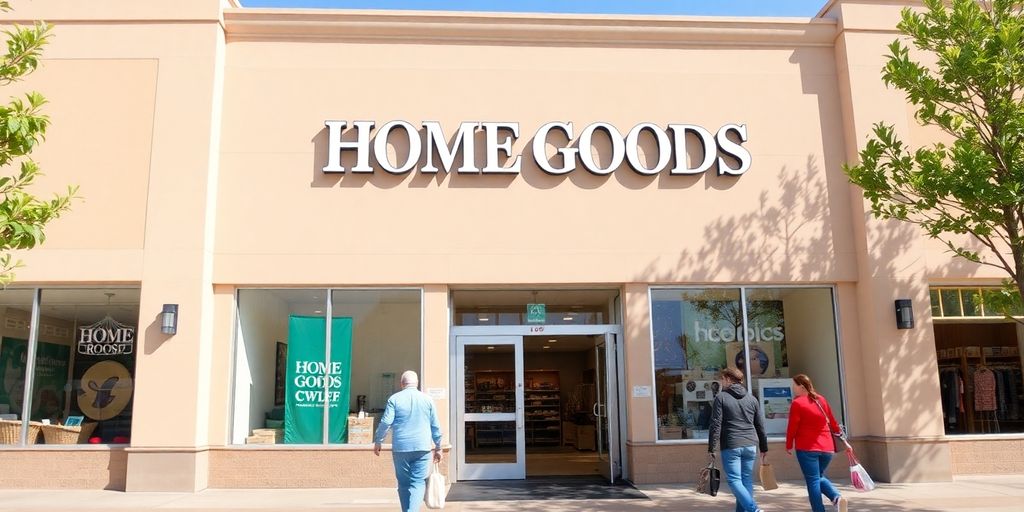 Home Goods store exterior with customers entering.