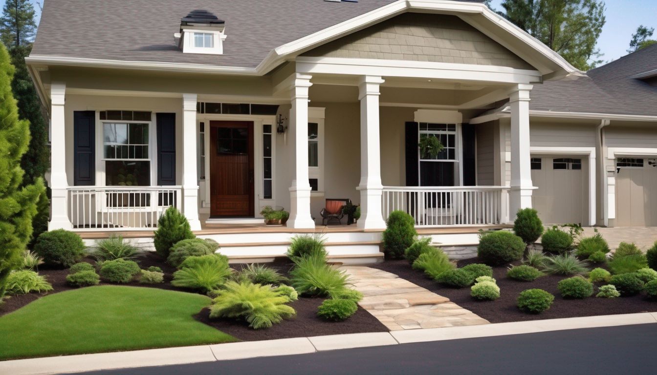 beautifully landscaped front yard of a house