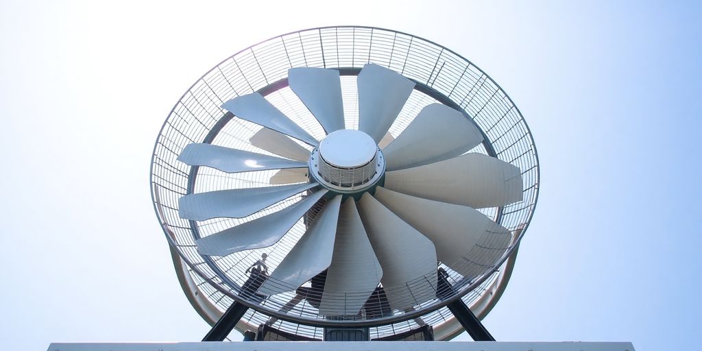 Aéroréfrigérant industriel en fonctionnement.