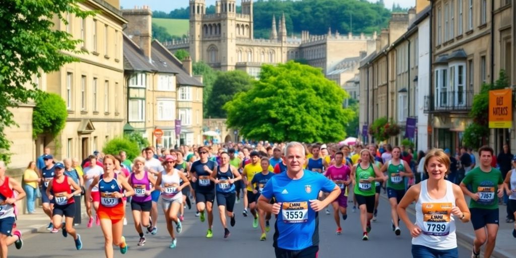 Runners competing in the scenic Bath Half Marathon.