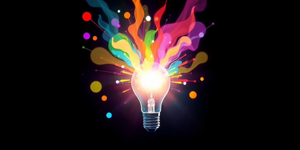 Bright ideas bursting from a lightbulb.