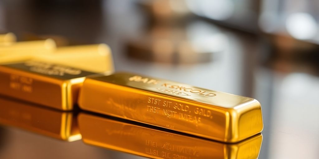 Barre d'or sur une surface réfléchissante