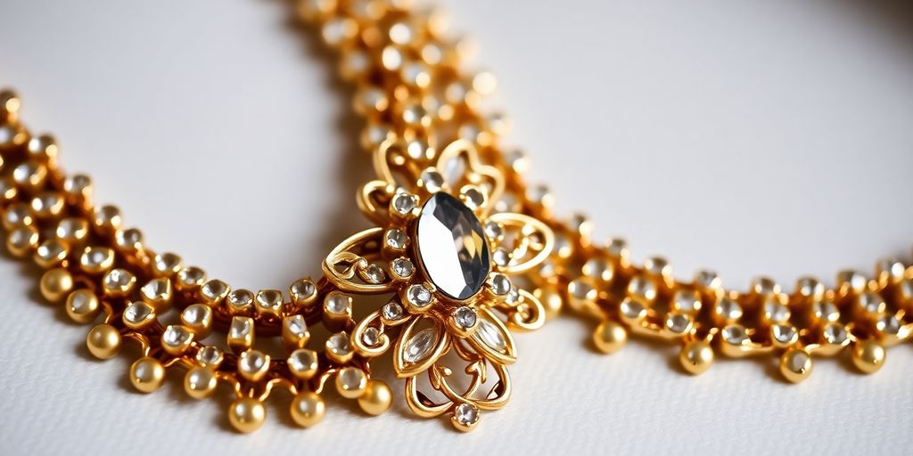 Bijoux en or sur un fond neutre.