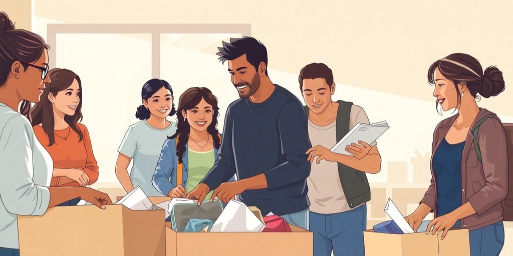 People volunteering, helping community.