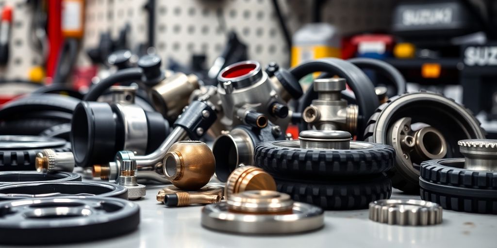 Various new Suzuki motorcycle and car parts.