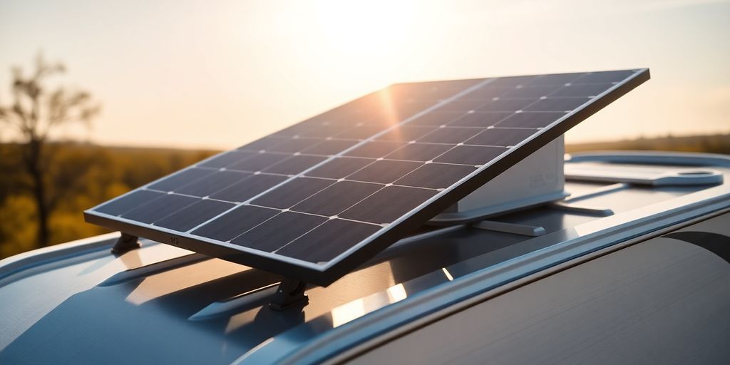 Panneau solaire sur camping-car ensoleillé