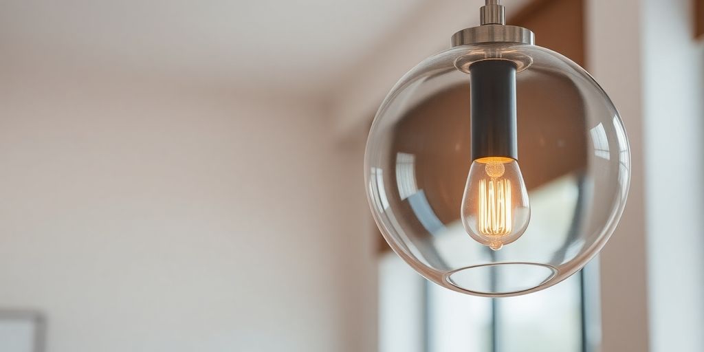 Elegant globe pendant light illuminating a modern room.
