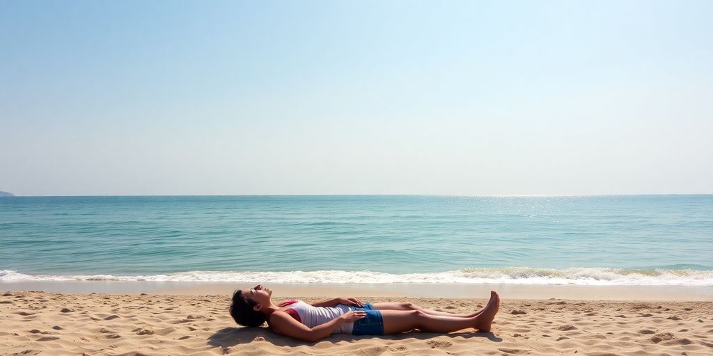 Quiet beach scene with fewer tourists during off-peak season.