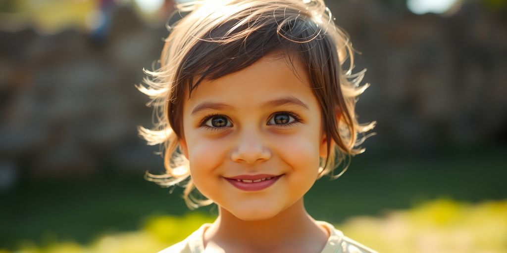 A shy child beams with newfound confidence.