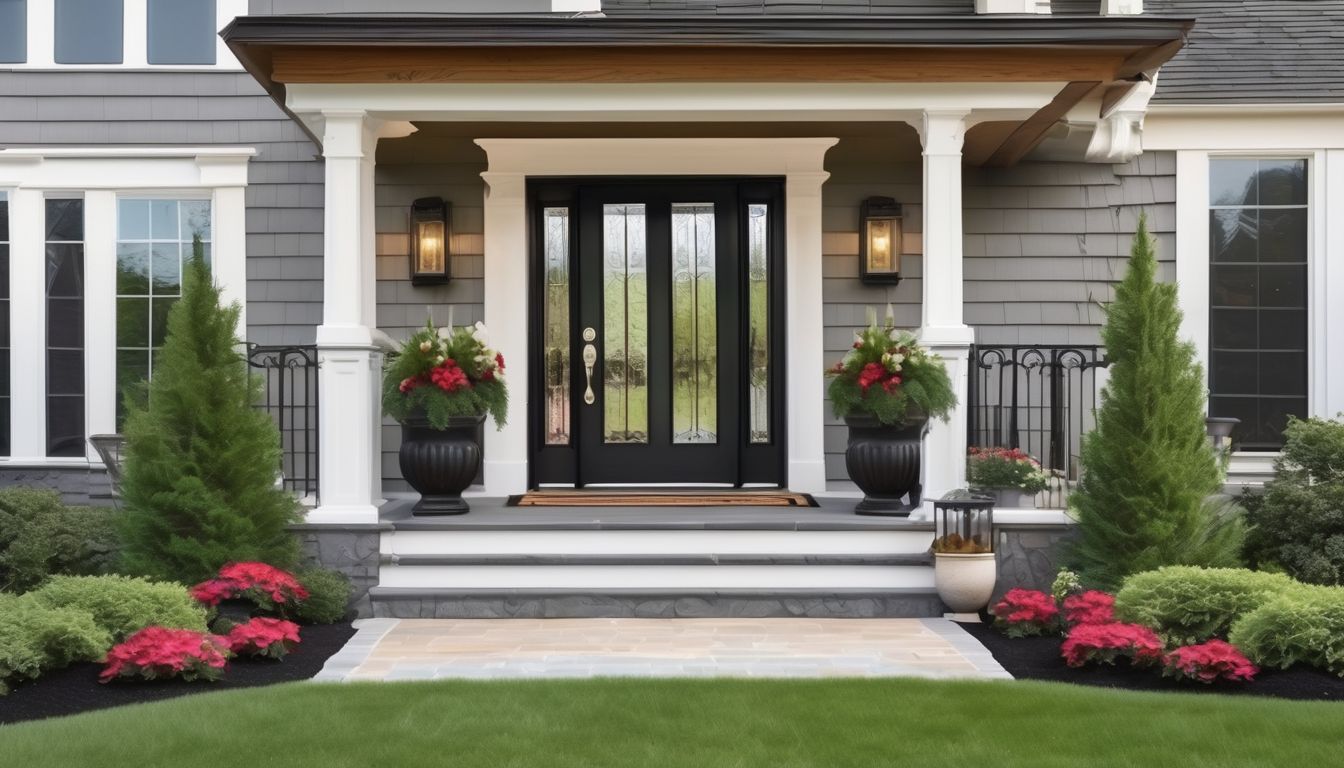 front door with decorations and beautiful curb appeal