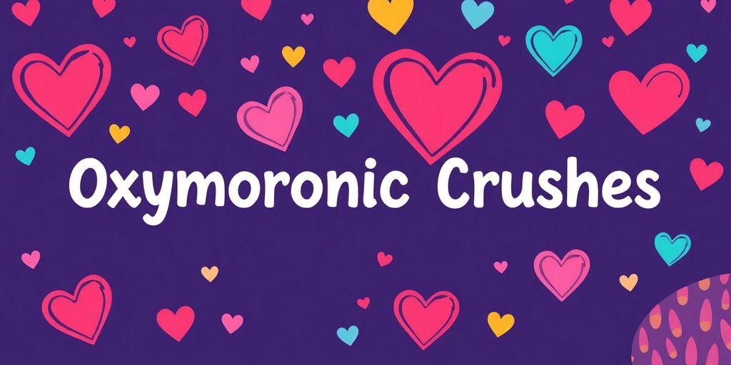 Colorful hearts illustrating playful romantic contradictions.