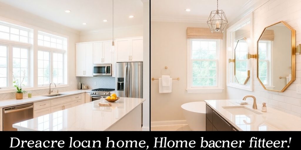 Modern kitchen and bathroom renovation.