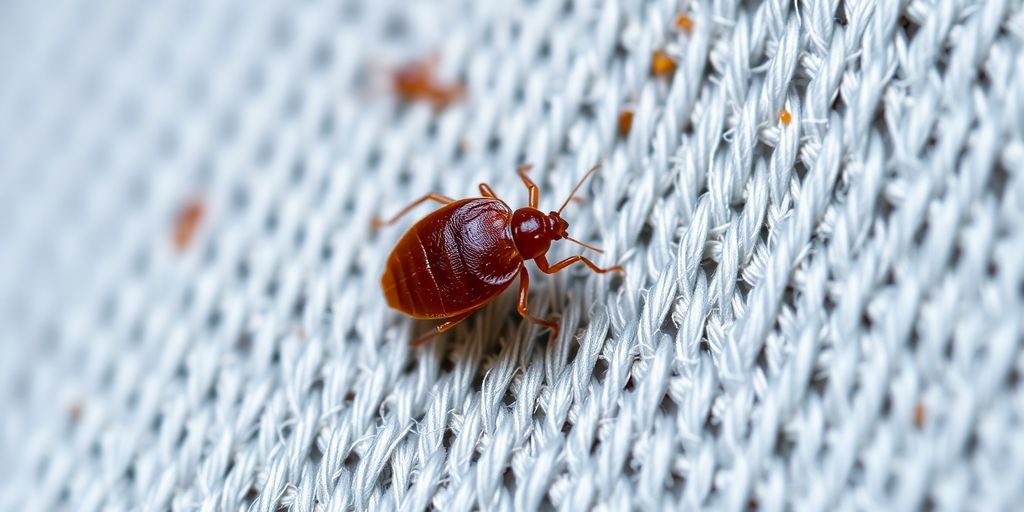 Close-up of a bed bug on fabric.