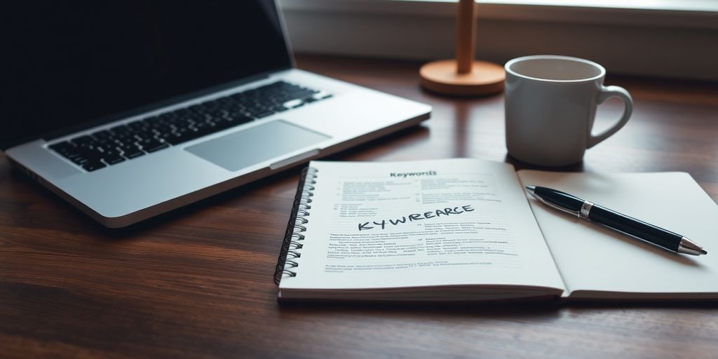 A workspace with a laptop and notebook.