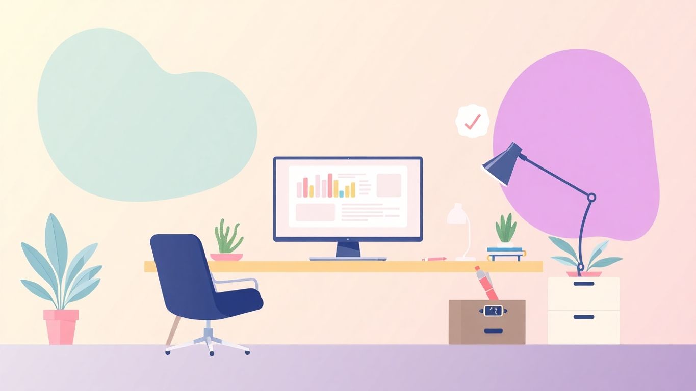 Moderne illustrasjon av digitalt arbeidsrom.