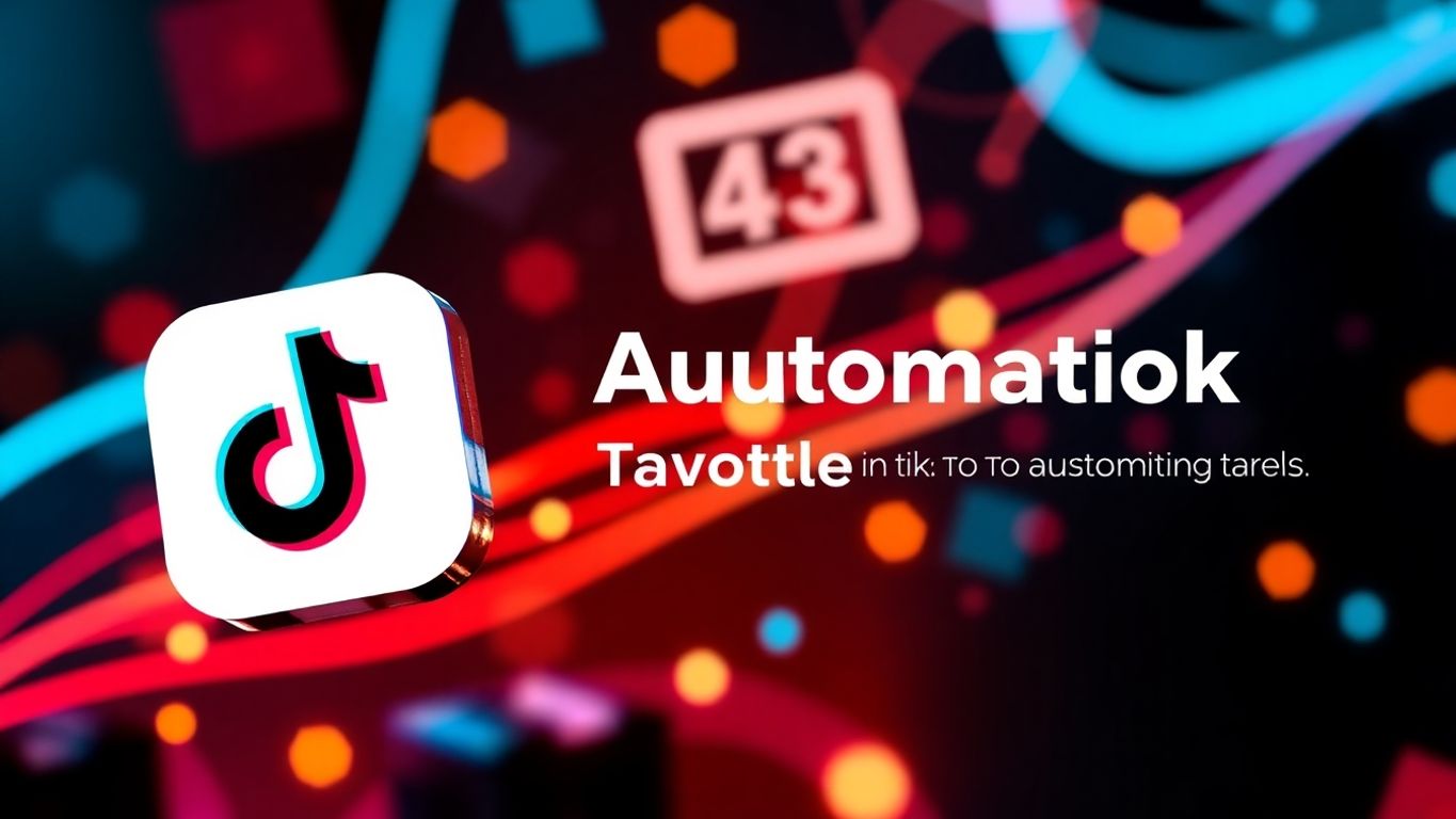 TikTok automation tools with digital elements and vibrant colors.