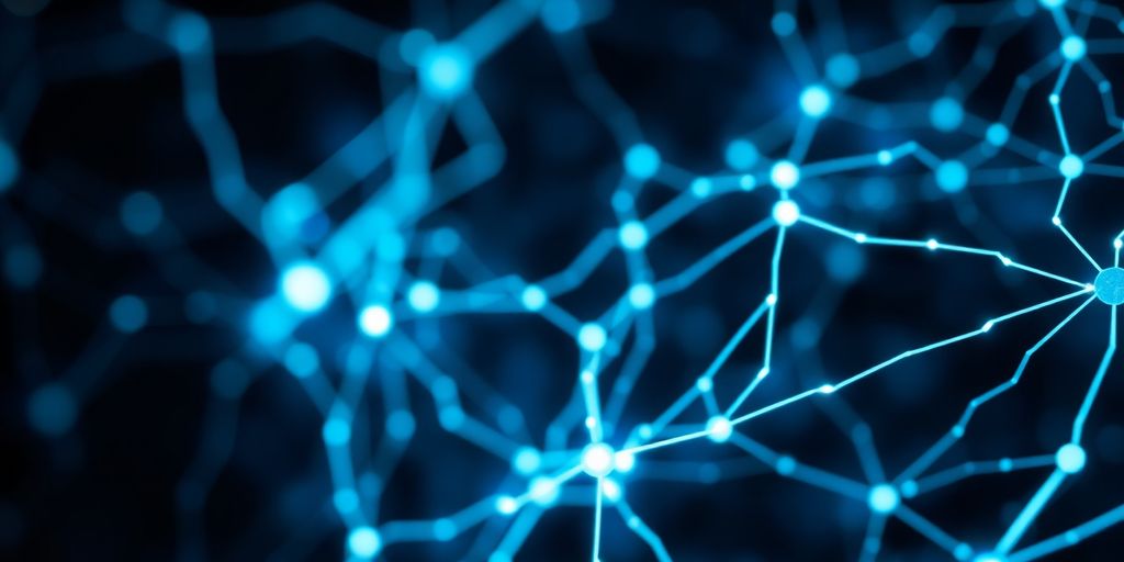 Abstract circuits, glowing neural network pathways, futuristic tech.